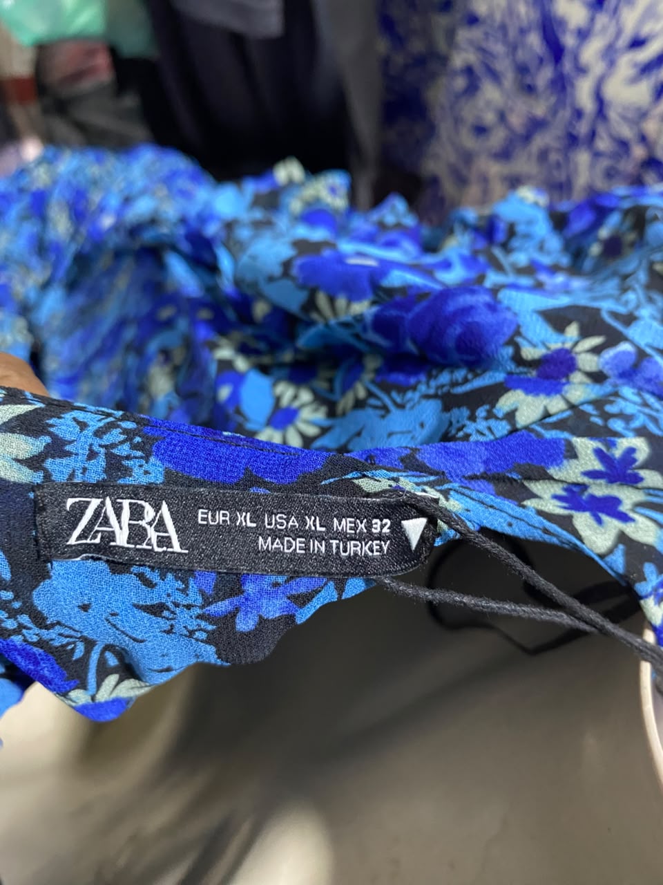 ZARA |XL| BUST 19| A11| FLORAL PRINT RUCHED RUFFLE MINI DRESS - BLUE