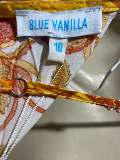 BLUE VANILLA |M| BUST 19| A11| BOHEMIAN FLORAL PRINT BUTTON-FRONT CAMI MAXI DRESS - YELLOW & ORANGE