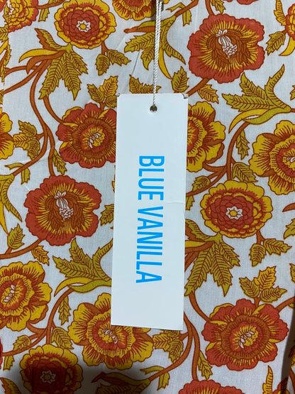 BLUE VANILLA |M| BUST 19| A11| BOHEMIAN FLORAL PRINT BUTTON-FRONT CAMI MAXI DRESS - YELLOW & ORANGE