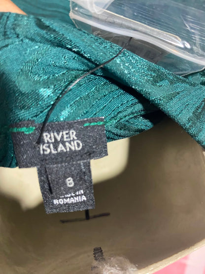 RIVER ISLAND |S| BUST FREE| A11| SHIMMER TEXTURED BELTED BUTTON-DOWN SHIRT - EMERALD GREEN