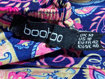 BOOHOO |M| BUST 9| A11| VIBRANT PAISLEY PRINT LONG SLEEVE MAXI DRESS - PURPLE & PINK
