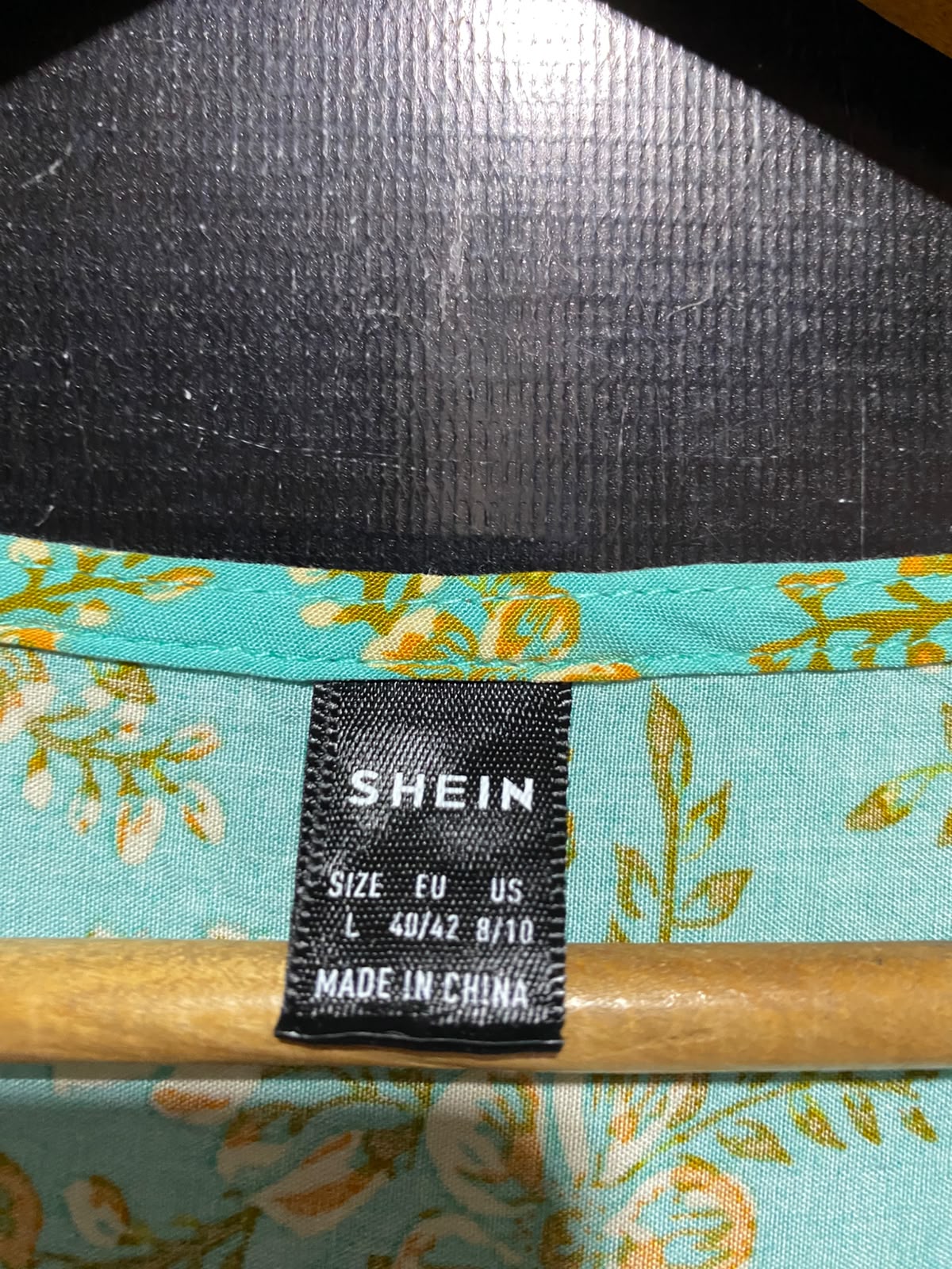 SHEIN |L| BUST 18| A11| BOHEMIAN FLORAL BORDER PRINT SHORT SLEEVE MAXI DRESS - TEAL / TURQUOISE