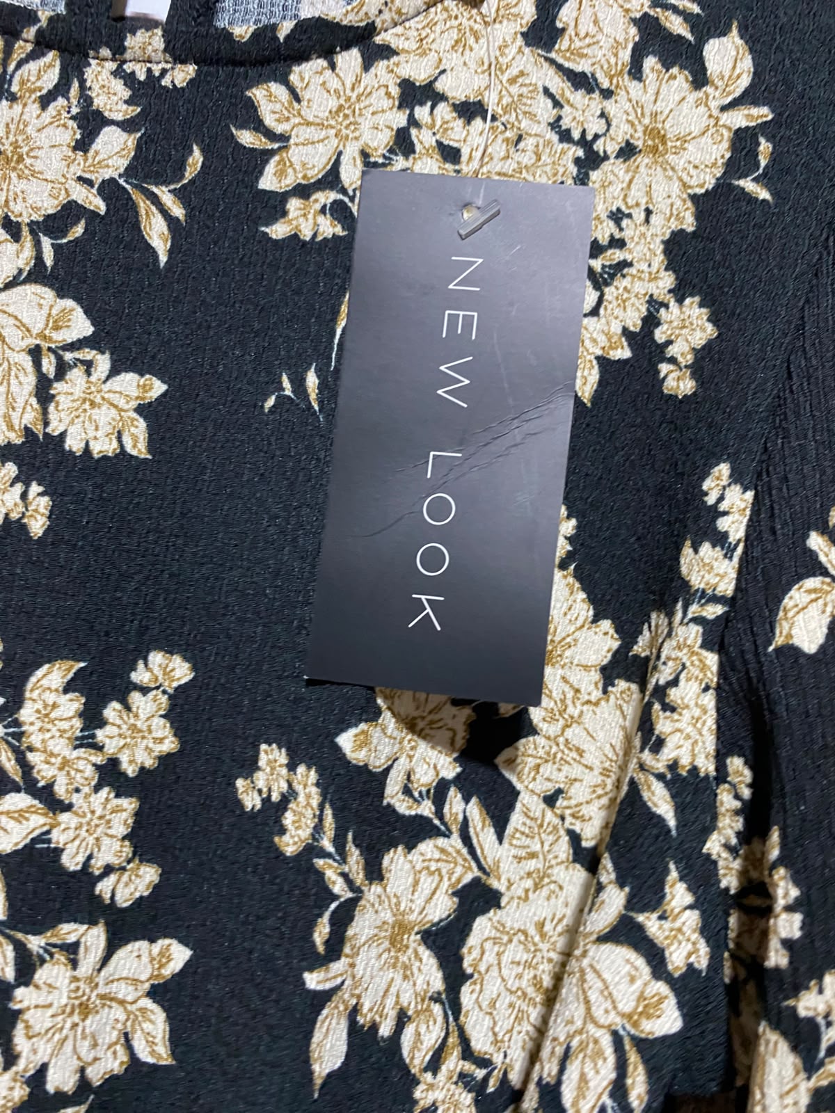 NEW LOOK |M| BUST 12| A11| VINTAGE FLORAL PRINT TIE-WAIST MAXI DRESS - BLACK & GOLD