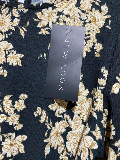 NEW LOOK |M| BUST 12| A11| VINTAGE FLORAL PRINT TIE-WAIST MAXI DRESS - BLACK & GOLD