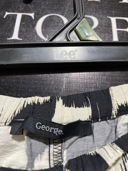 GEORGE |S| WAIST 26| A9| GEOMETRIC ABSTRACT PRINT WIDE-LEG TROUSERS - BLACK & CREAM