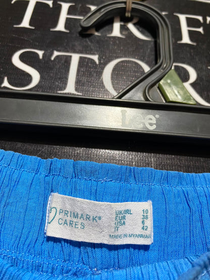 PRIMARK CARES |S| WAIST 26| A9| SOLID TEXTURED WIDE-LEG TROUSERS - CORNFLOWER BLUE