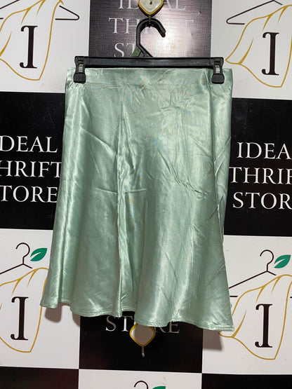 H&M |S| WAIST 26| A9| SOLID SATIN BIAS-CUT MIDI SKIRT - SAGE GREEN
