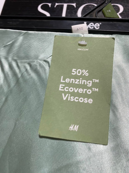H&M |S| WAIST 26| A9| SOLID SATIN BIAS-CUT MIDI SKIRT - SAGE GREEN