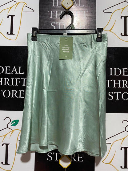 H&M |S| WAIST 26| A9| SOLID SATIN BIAS-CUT MIDI SKIRT - SAGE GREEN