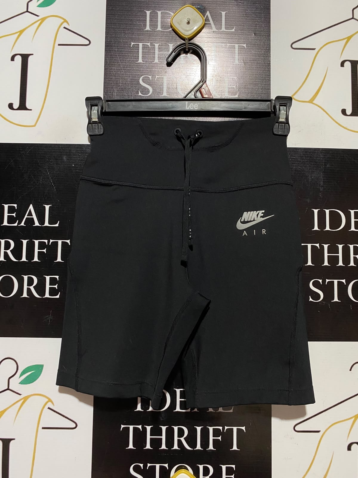 NIKE |XS| WAIST 22| A9| HIGH-WAISTED DRAWSTRING BIKER SHORTS - BLACK