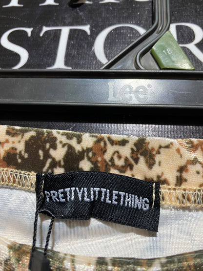 PRETTYLITTLE THING |XS| WAIST 24| A9| METALLIC SNAKESKIN PRINT MINI SKIRT - SHIMMER GOLD & OLIVE