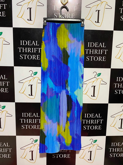 PRETTYLITTLE THING |XS| WAIST 22| A9| VIBRANT ABSTRACT WATERCOLOUR PLEATED MAXI SKIRT - MULTICOLOUR
