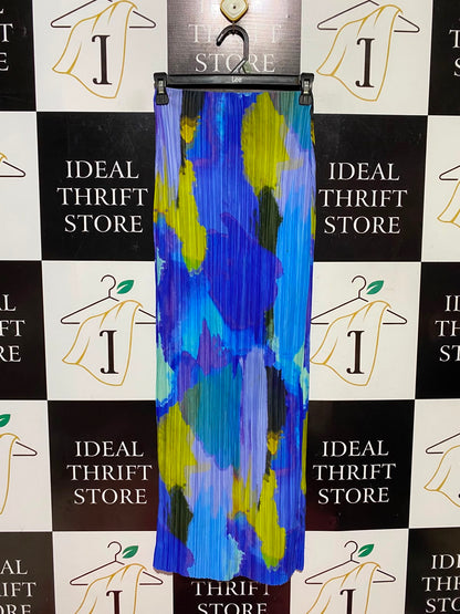 PRETTYLITTLE THING |XS| WAIST 22| A9| VIBRANT ABSTRACT WATERCOLOUR PLEATED MAXI SKIRT - MULTICOLOUR