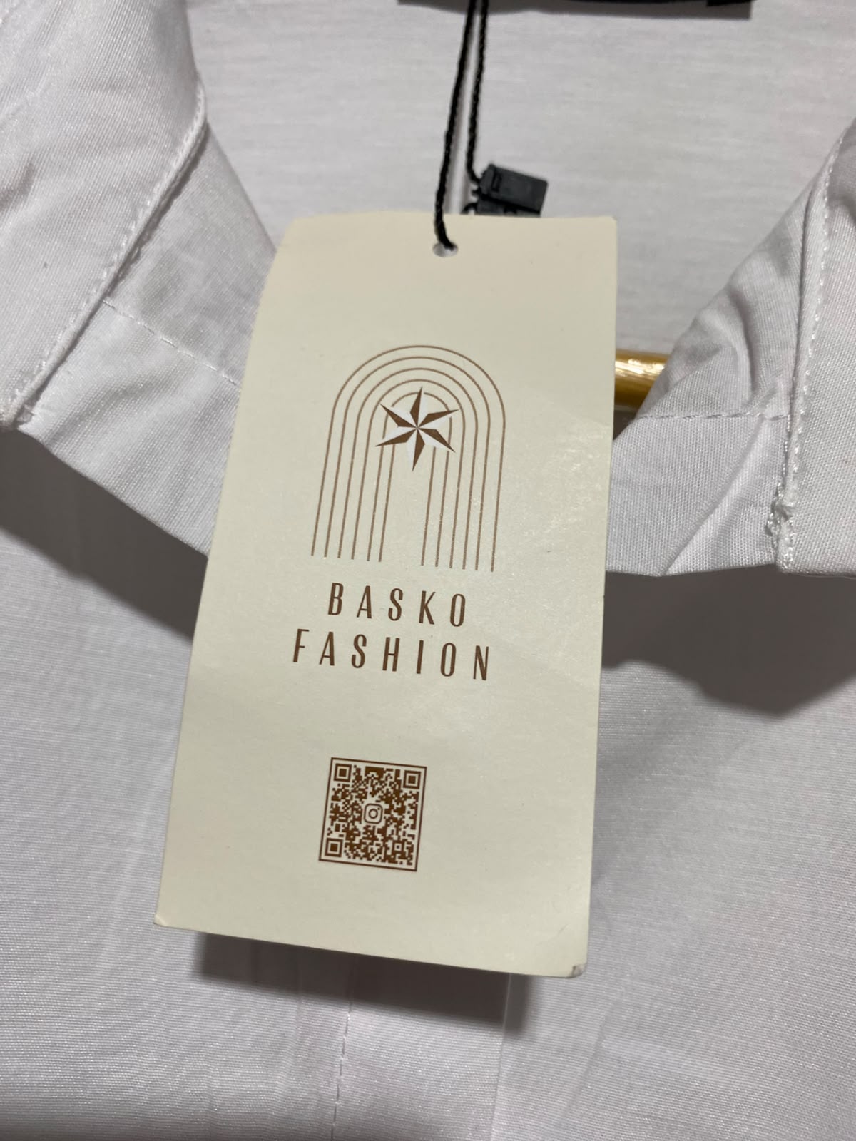 BASKO |XL| BUST FREE| A9| EMBELLISHED PEARL & BEAD MOTIF OVERSIZED BUTTON-DOWN SHIRT - WHITE