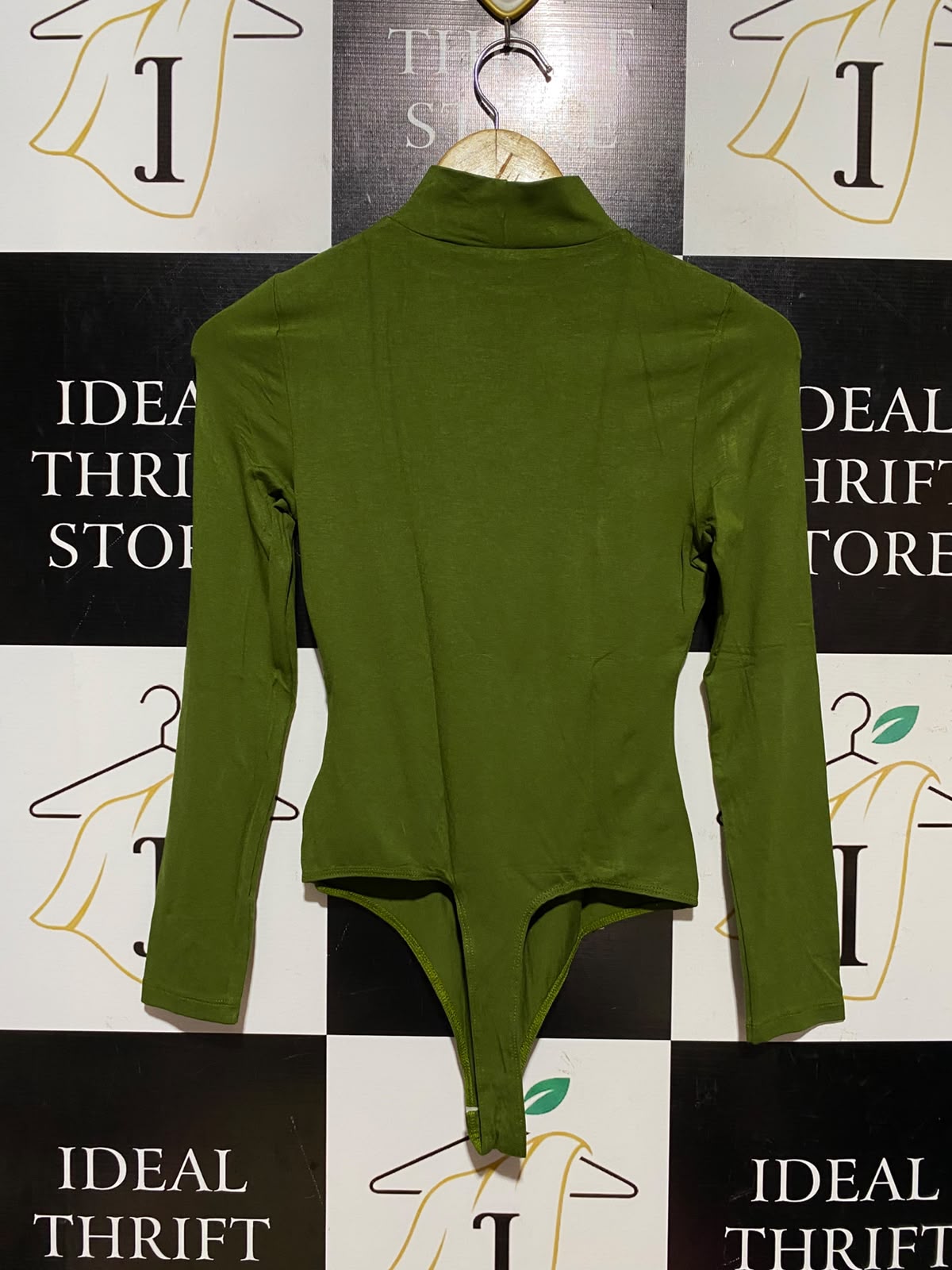 ASOS |XS| BUST 13| A9| HIGH NECK LONG SLEEVE BODYSUIT - OLIVE GREEN