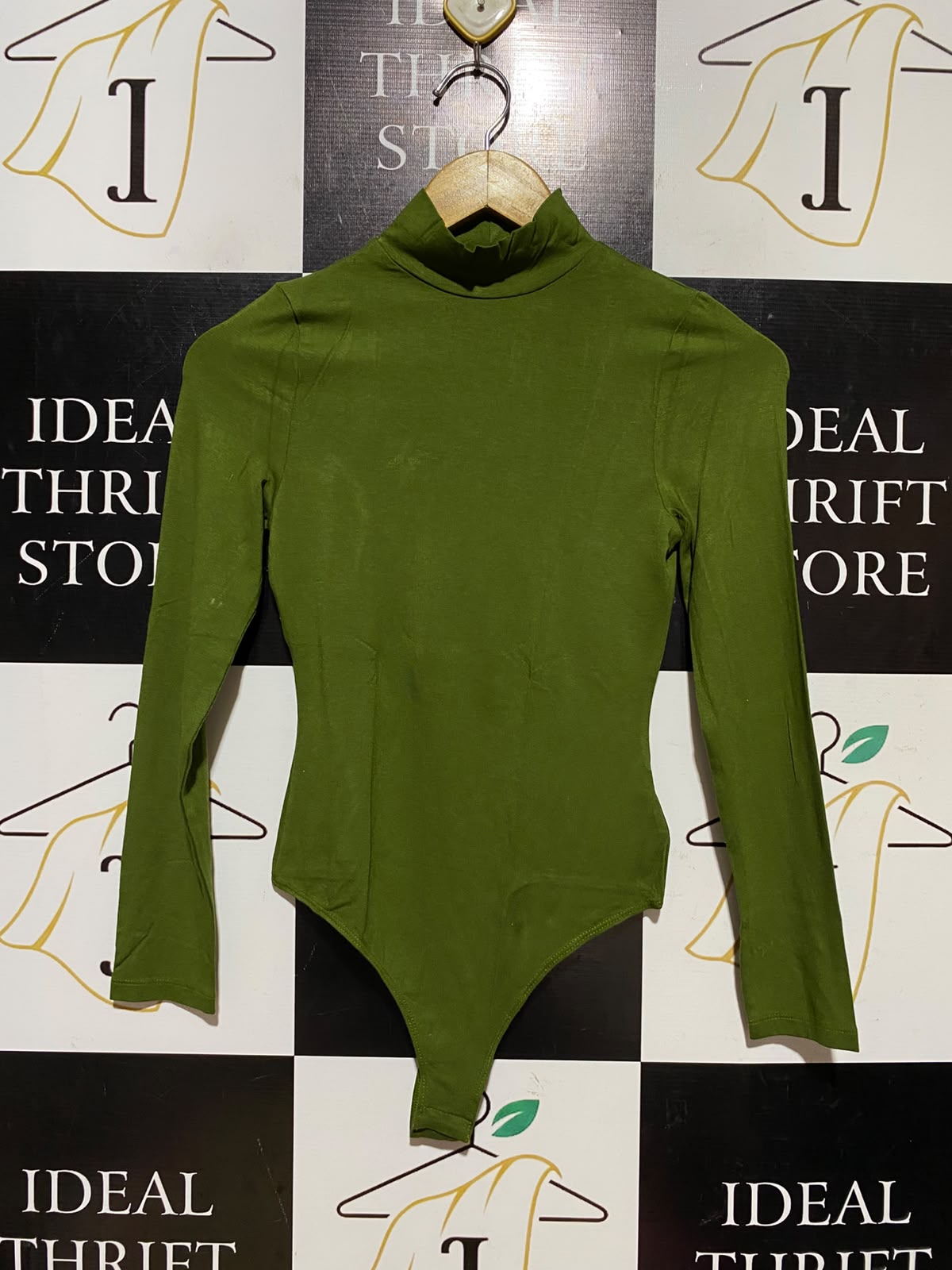ASOS |XS| BUST 13| A9| HIGH NECK LONG SLEEVE BODYSUIT - OLIVE GREEN