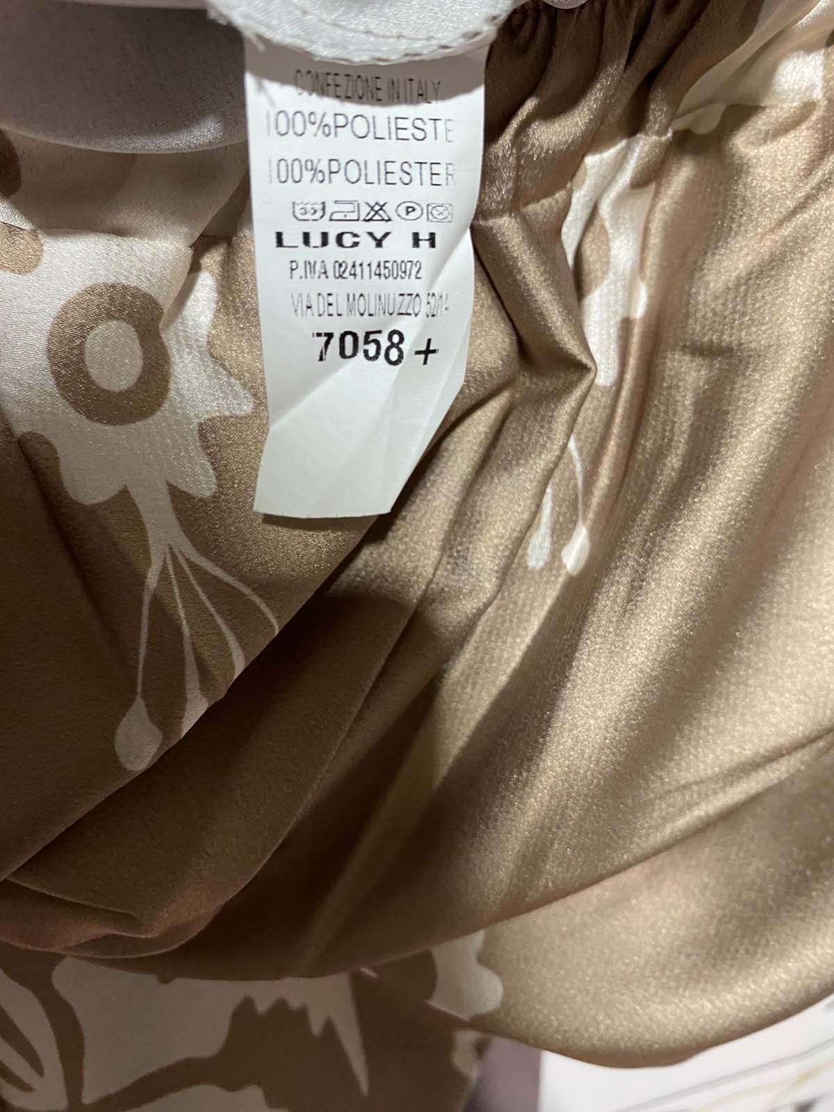 LUCY H |S| WAIST 24| A9| WOMEN'S PRINTED SATIN WIDE-LEG PALAZZO PANTS - GOLDEN BEIGE