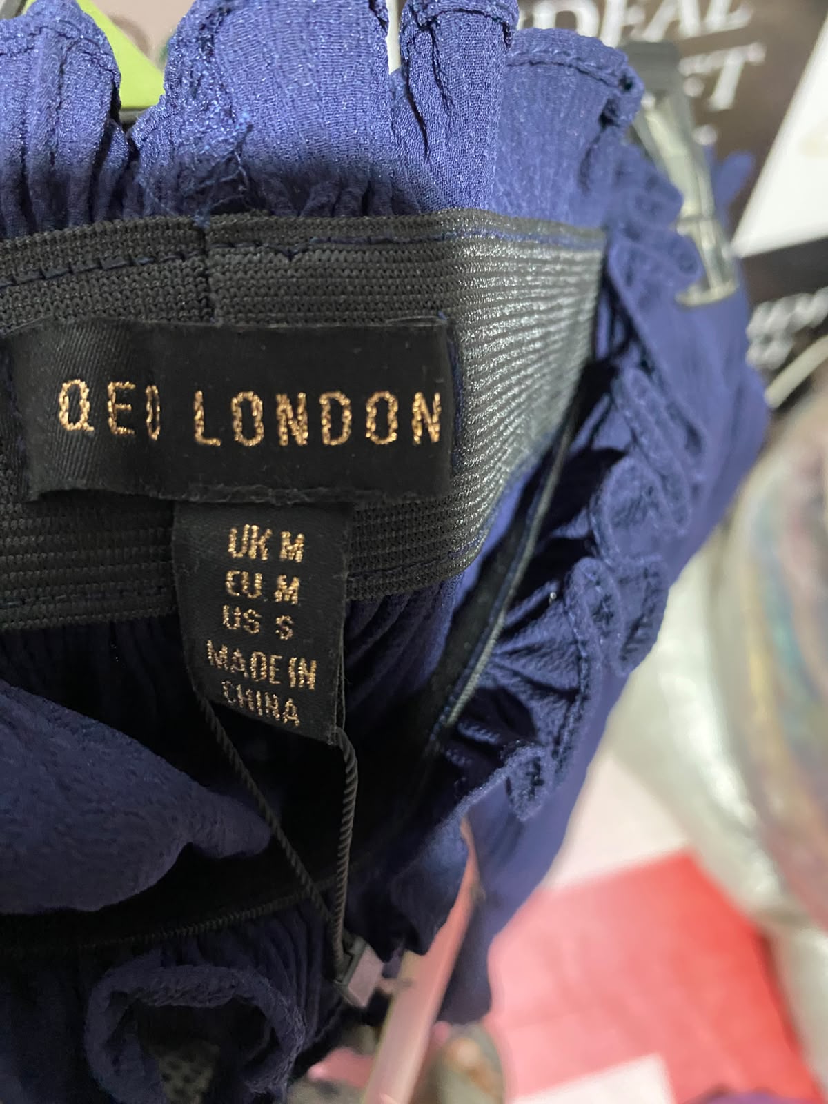 QEO LONDON |S| WAIST 26| A9| PAPERBAG HIGH-WAISTED WIDE-LEG TROUSERS - NAVY BLUE