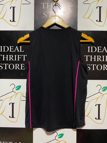 CRANE |M| BUST 16| A9| SLEEVELESS CYCLING & FITNESS TANK TOP - BLACK WITH PINK TRIM