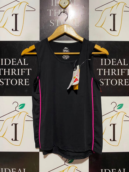 CRANE |M| BUST 16| A9| SLEEVELESS CYCLING & FITNESS TANK TOP - BLACK WITH PINK TRIM