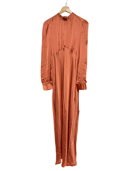 ASOS |M| BUST 19| A11| WOMEN'S RUST ORANGE SATIN HIGH-NECK MAXI DRESS