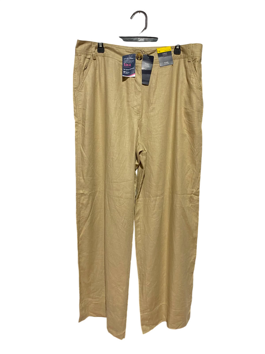 M&S |XXL| WAIST 36| A11| BEIGE LINEN-BLEND HIGH-RISE WIDE-LEG TROUSERS