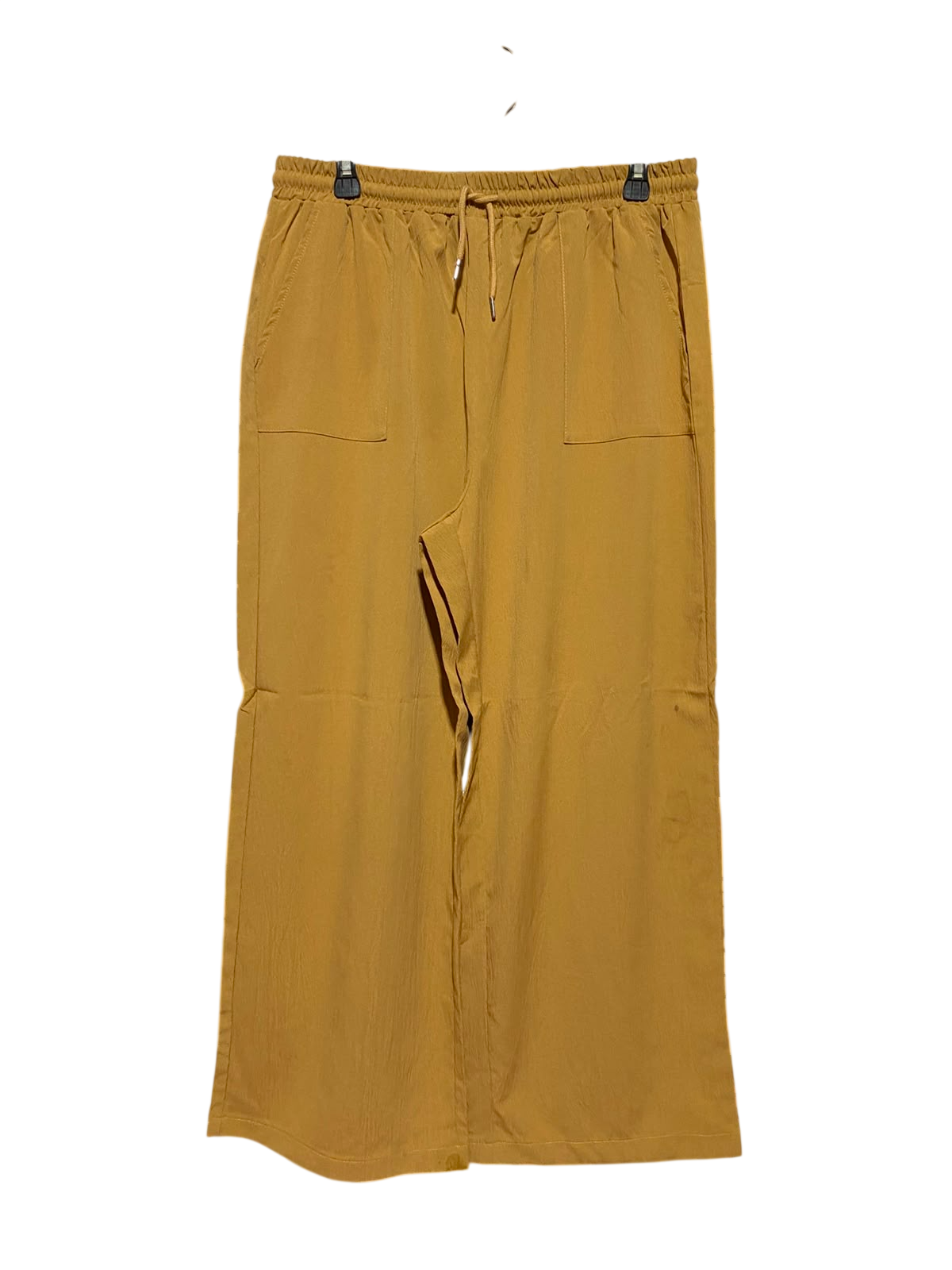 |XL| WAIST 31| A11| WOMEN'S MUSTARD YELLOW DRAWSTRING ELASTIC WAIST WIDE-LEG TROUSERS
