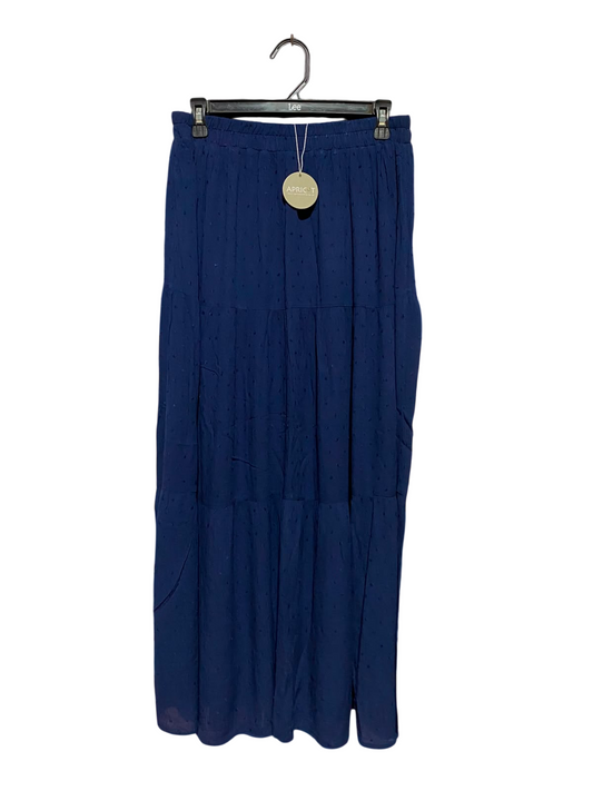 APRICOT |M| WAIST 28| A11| WOMEN'S SOLID NAVY BLUE SWISS DOT TIERED MAXI SKIRT