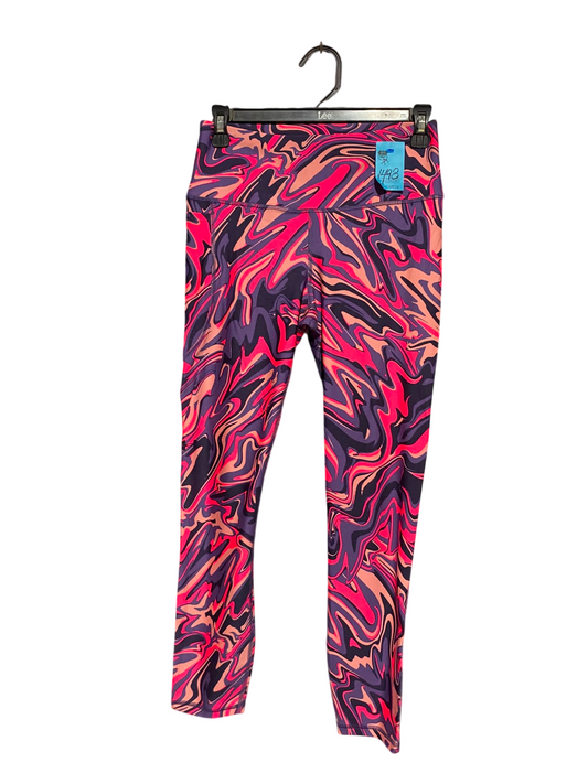 UNDER AEMOUR |M| WAIST 26| A11| WOMEN'S VIBRANT NEON PINK & PURPLE PSYCHEDELIC MARBLE PRINT HIGH-WAIST LEGGINGS