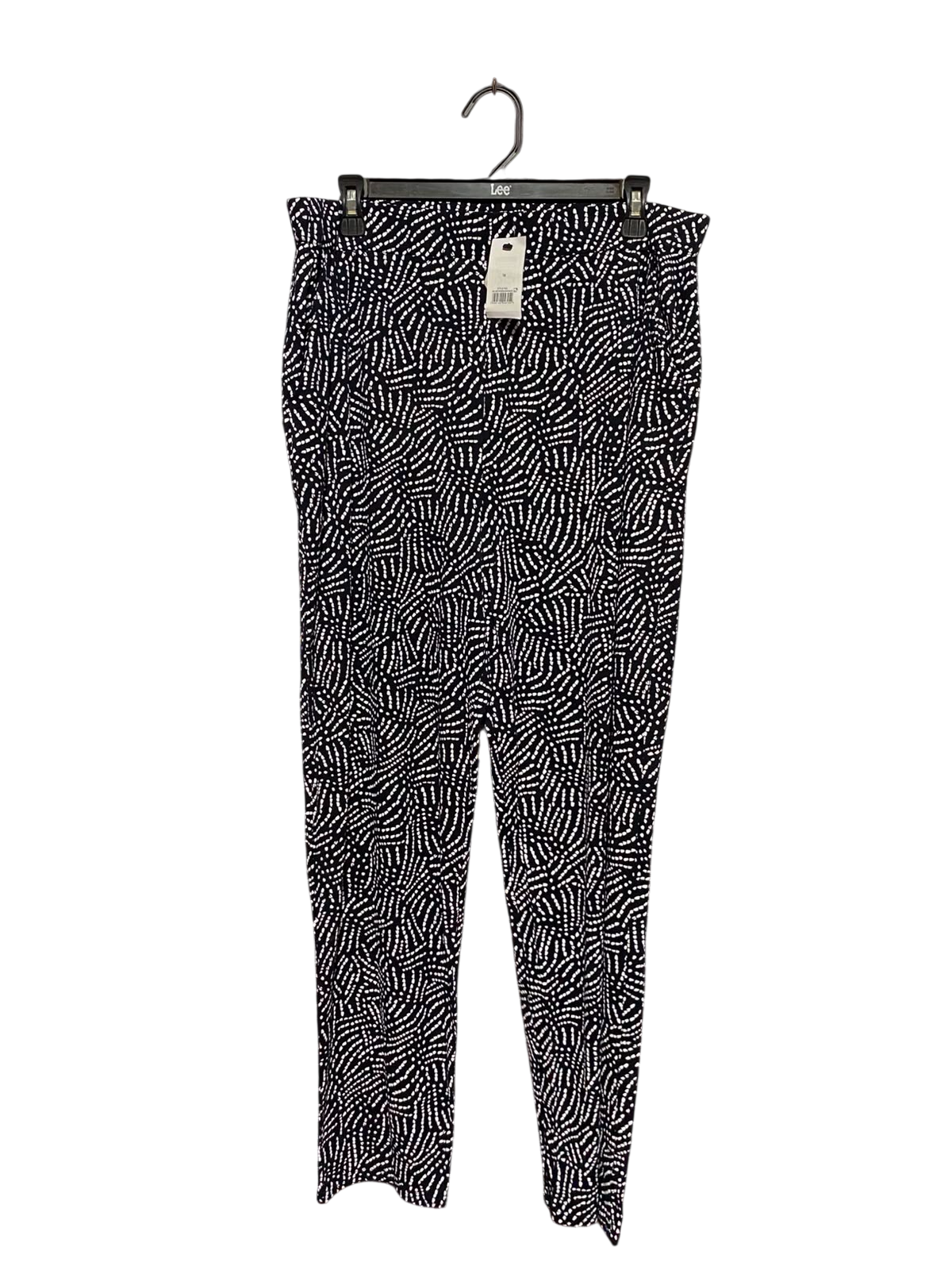 GEORGE |XL| WAIST 34| A11| WOMEN'S BLACK & WHITE MONOCHROME SPECKLED FAN PRINT ANKLE TROUSERS