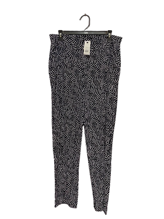 GEORGE |XL| WAIST 34| A11| WOMEN'S BLACK & WHITE MONOCHROME SPECKLED FAN PRINT ANKLE TROUSERS