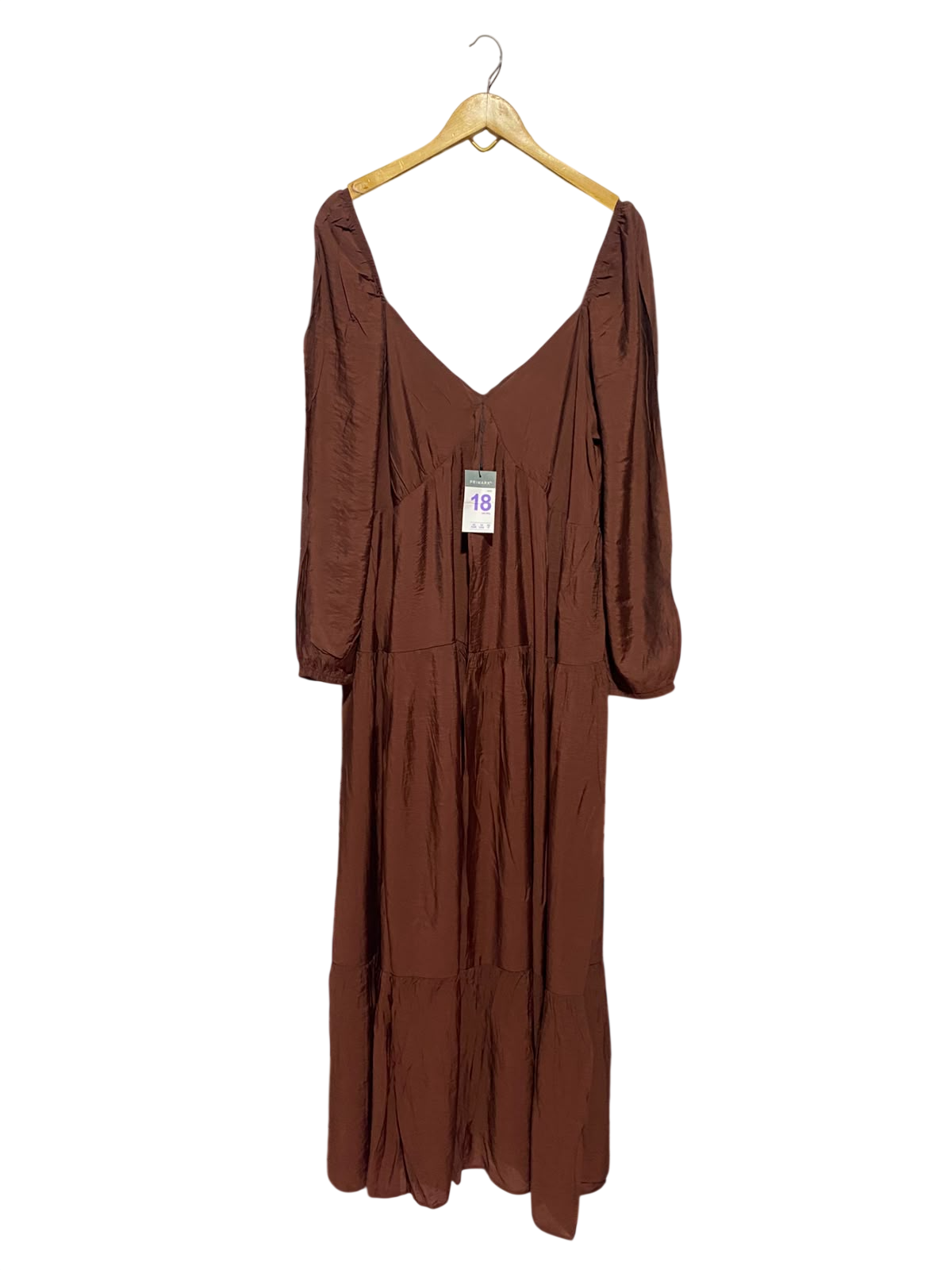 PRIMARLK |M| BUST 18| A11| WOMEN'S SOLID CHOCOLATE BROWN SWEETHEART TIERED MAXI DRESS