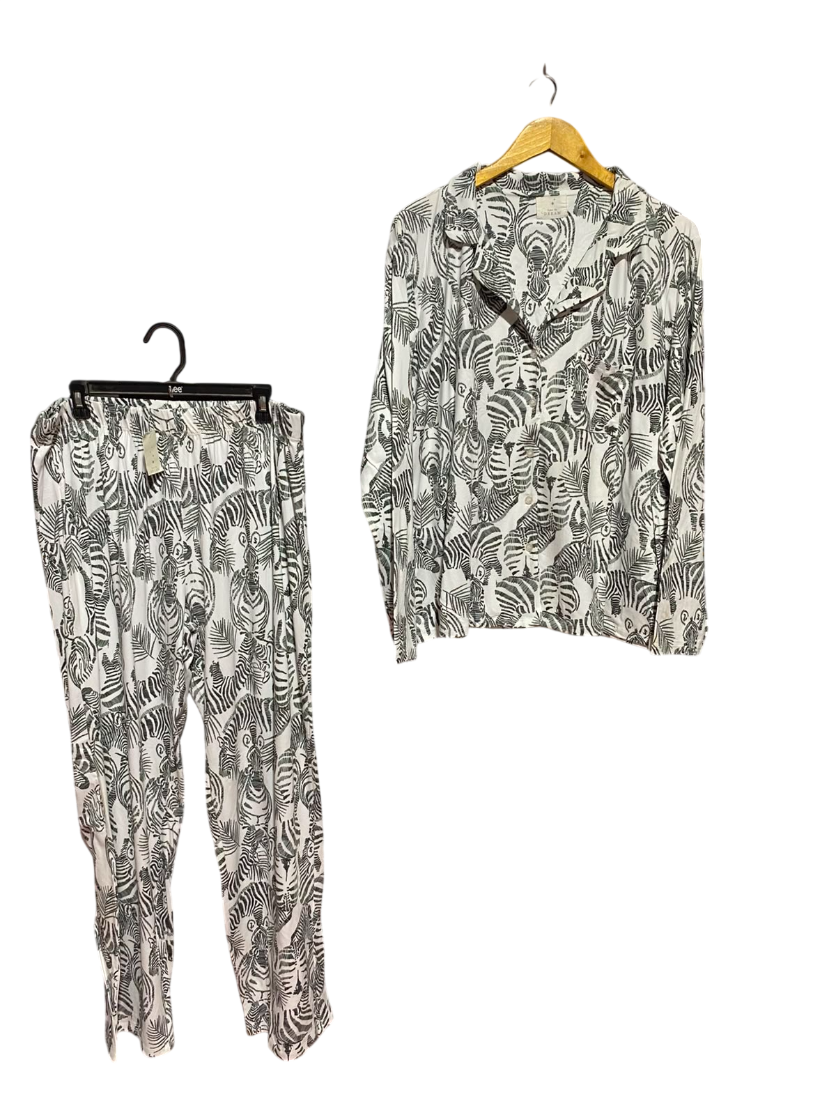 TIME TO DREAM |XL| A11|WOMEN'S BLACK & WHITE ZEBRA ILLUSTATIVE PRINT PAJAMA NIGHTWEAR SET