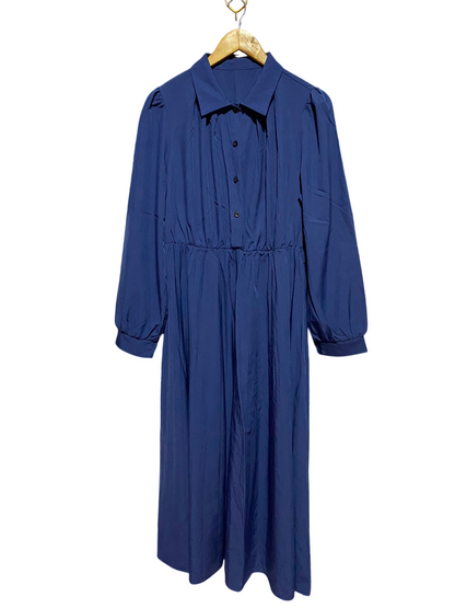 SHEIN |XL| BUST 19| A12| WOMEN'S NAVY BLUE LONG SLEEVE MAXI SHIRT DRESS