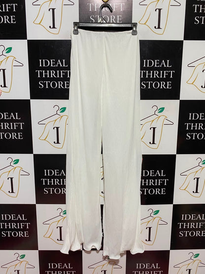 OH POLLY |XS| WAIST 24| A12| WOMEN'S OFF-WHITE PLEATED WIDE-LEG TROUSERS