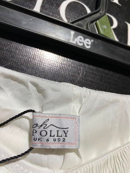 OH POLLY |XS| WAIST 24| A12| WOMEN'S OFF-WHITE PLEATED WIDE-LEG TROUSERS