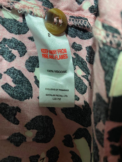 PAPAYA |S| BUST 18| A12| WOMEN'S PINK LEOPARD PRINT BUTTON-DOWN MINI DRESS