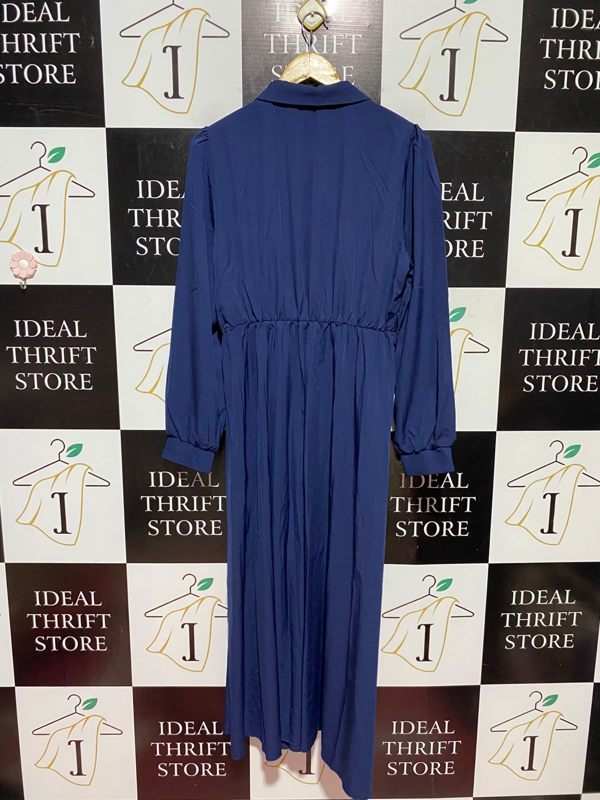 SHEIN |XL| BUST 19| A12| WOMEN'S NAVY BLUE LONG SLEEVE MAXI SHIRT DRESS
