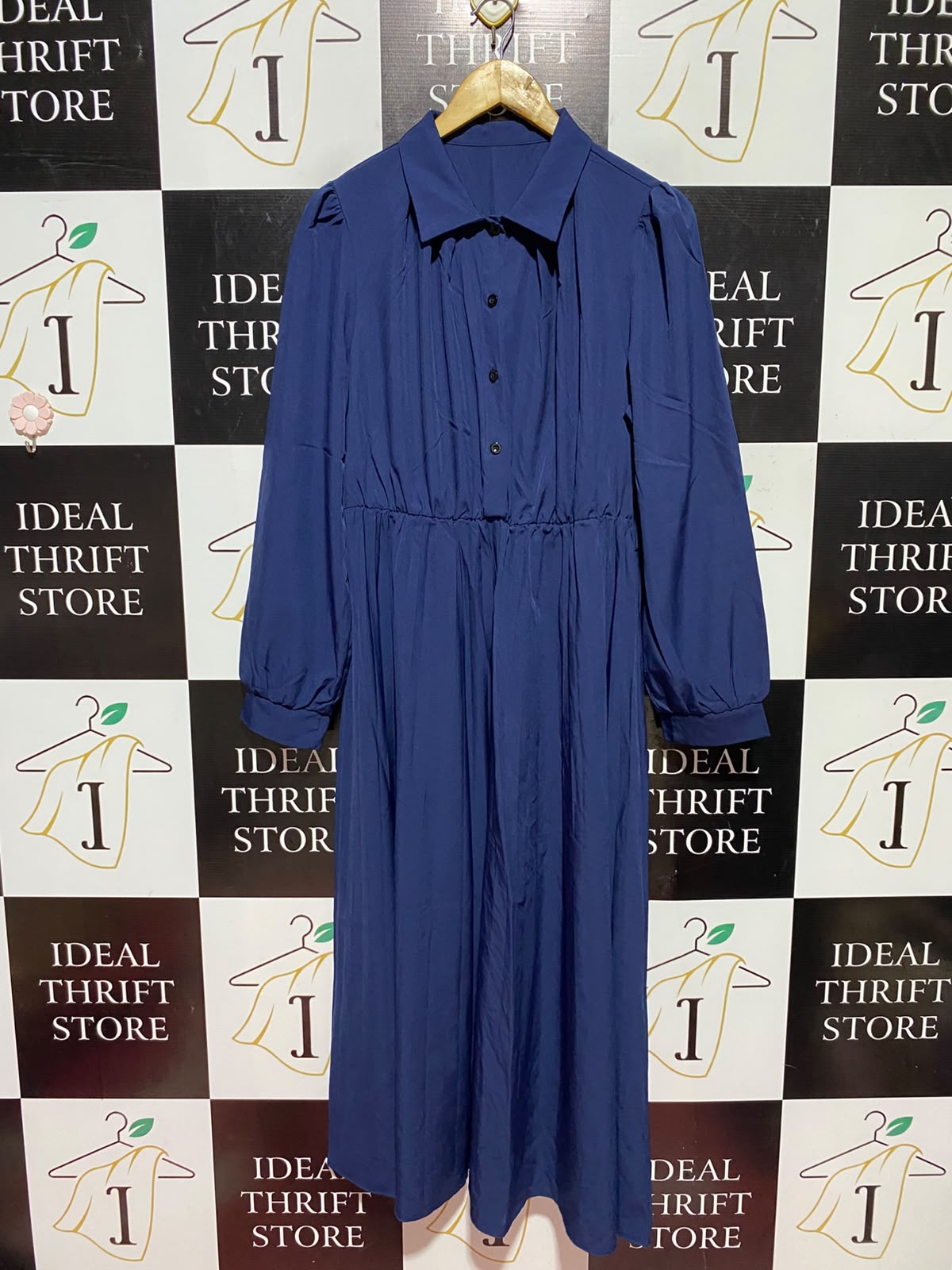 SHEIN |XL| BUST 19| A12| WOMEN'S NAVY BLUE LONG SLEEVE MAXI SHIRT DRESS