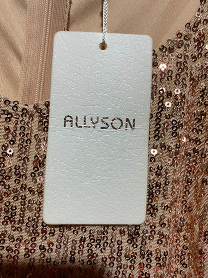 ALLYSON |S| BUST 15| A12| WOMEN'S ROSE GOLD SEQUIN & FRINGE PARTY MINI DRESS