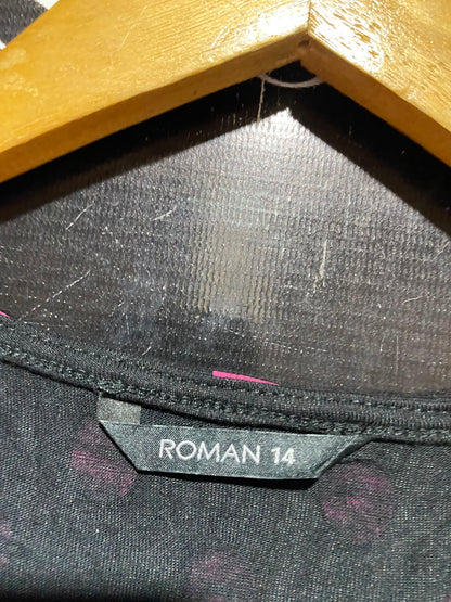 ROMAN |L| BUST 20| A12| WOMEN'S BLACK & PINK POLKA DOT V-NECK SMOCKED MIDDRESS