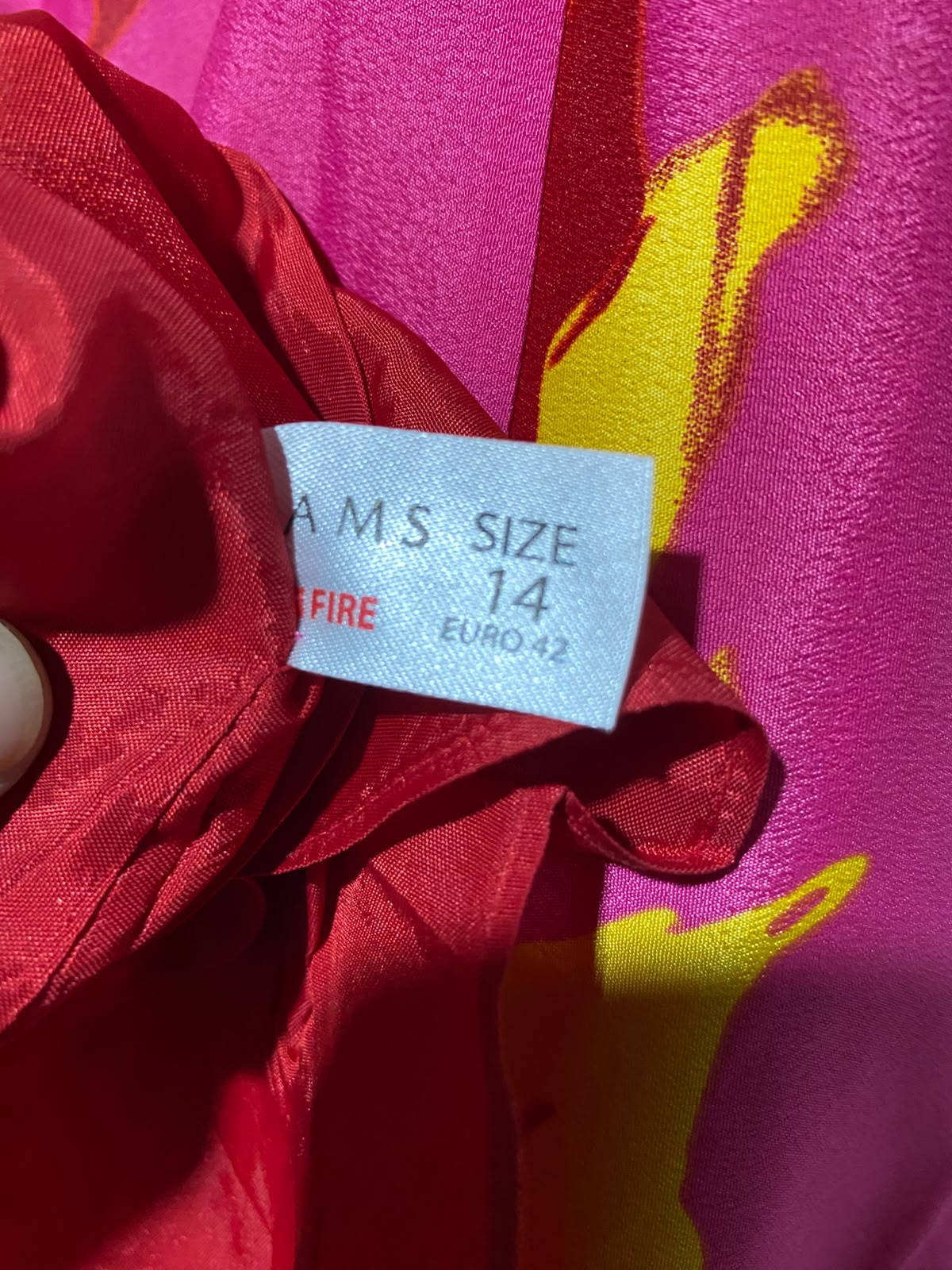 DEBUT |M| BUST 17| A12| WOMEN'S VIBRANT PINK & YELLOW FLORAL PRINT SILK MAXI SLIP DRESS