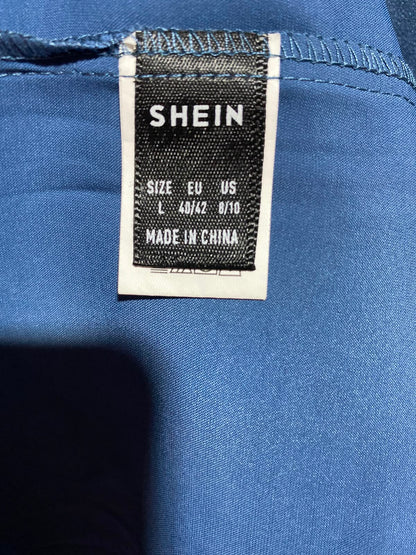 SHEIN |L| BUST 22| A12| WOMEN'S SOLID SLATE BLUE SATIN DROP-WAIST MAXI DRESS