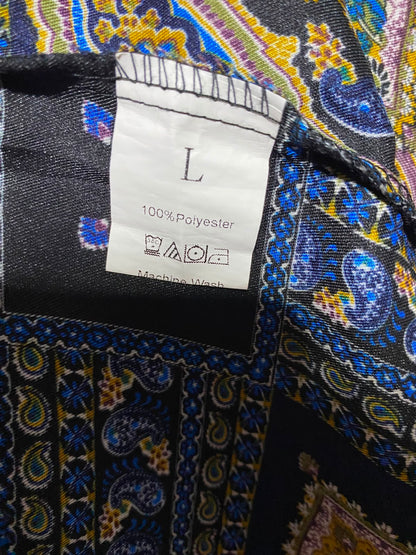 |L| BUST 19| A12| WOMEN'S VINTAGE PAISLEY PRINT TIE-NECK TIERED MAXI DRESS