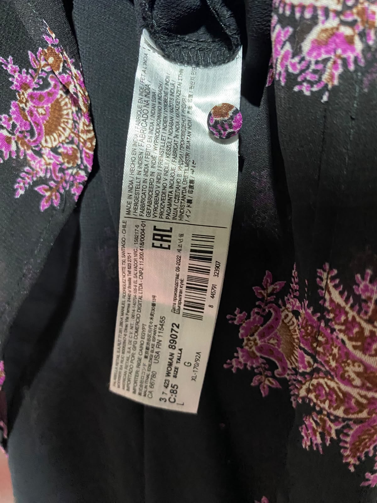 MNG |L| BUST 18| A12| WOMEN'S BLACK & PINK PAISLEY RUFFLED MOCK NECK MAXI DRESS
