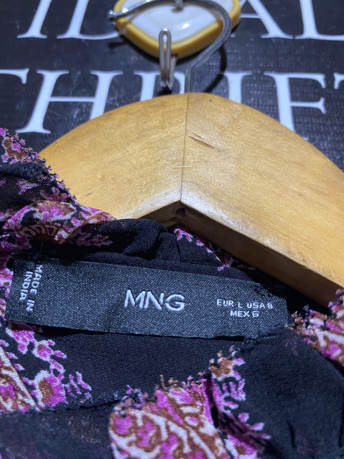 MNG |L| BUST 18| A12| WOMEN'S BLACK & PINK PAISLEY RUFFLED MOCK NECK MAXI DRESS