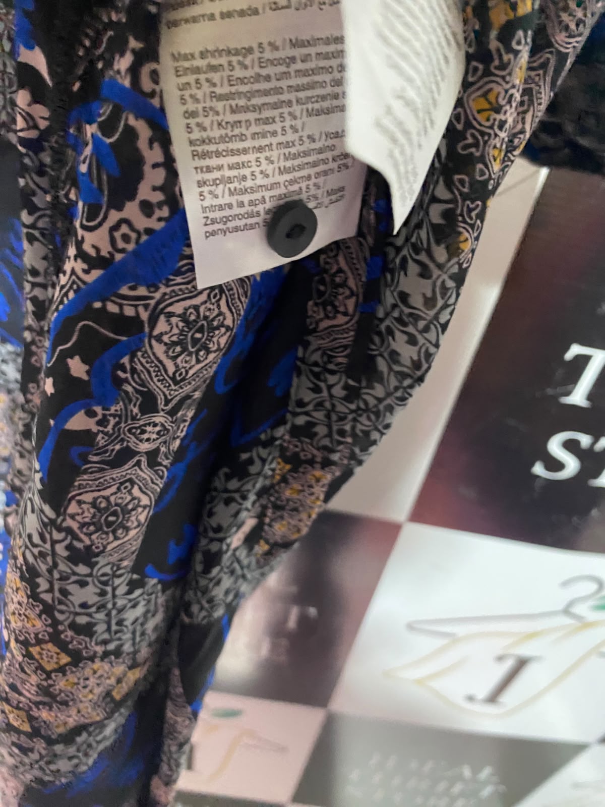 ONLY |L| BUST 19| A11| WOMEN'S NAVY & ROYAL BLUE GEOMETRIC MOSAIC PRINT BUTTON-DOWN SHIRT MAXI DRESS