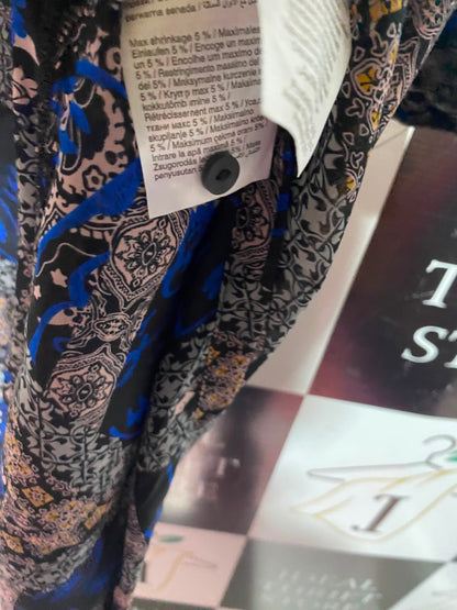 ONLY |L| BUST 19| A11| WOMEN'S NAVY & ROYAL BLUE GEOMETRIC MOSAIC PRINT BUTTON-DOWN SHIRT MAXI DRESS