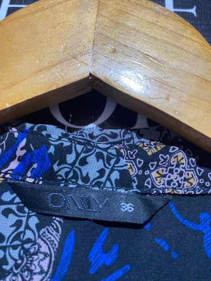 ONLY |L| BUST 19| A11| WOMEN'S NAVY & ROYAL BLUE GEOMETRIC MOSAIC PRINT BUTTON-DOWN SHIRT MAXI DRESS