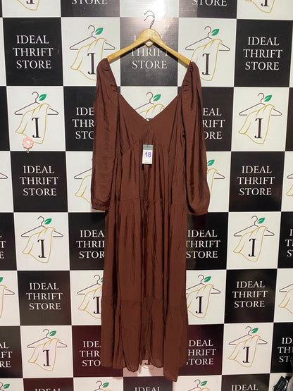 PRIMARLK |M| BUST 18| A11| WOMEN'S SOLID CHOCOLATE BROWN SWEETHEART TIERED MAXI DRESS